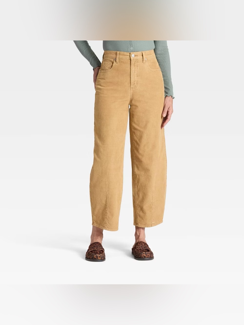 NWT Women's High-Rise Corduroy Easy Barrel Jeans - Universal Thread Sz 6 Camel